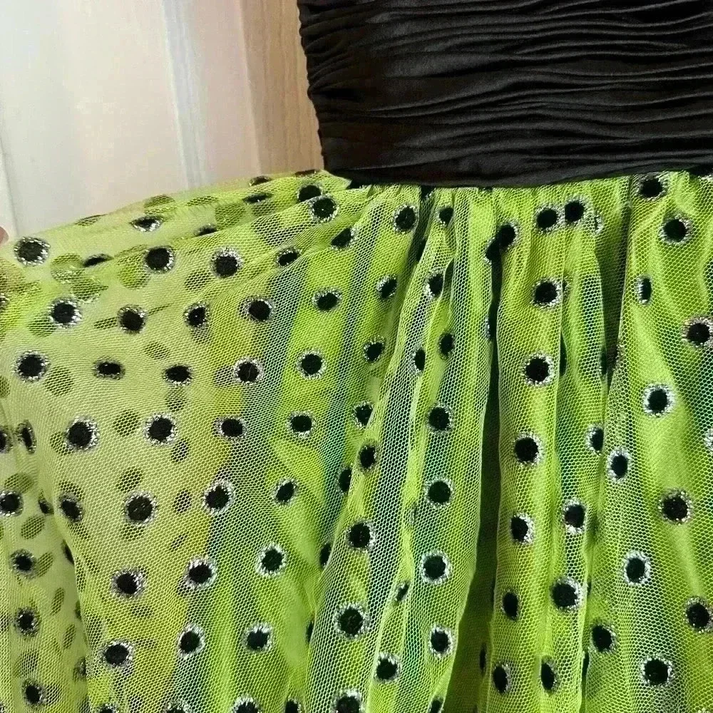Mac Duggal Couture Lime Green/Black Cocktail Prom Dress Size 2 - Picture 3 of 6